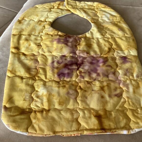 Handmade Double Sided Quilted Yellow Baby Bib - Picture 3 of 4